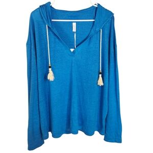 Sigrid Olsen 100% Linen Lightweight Hoodie Tunic Top Size XL